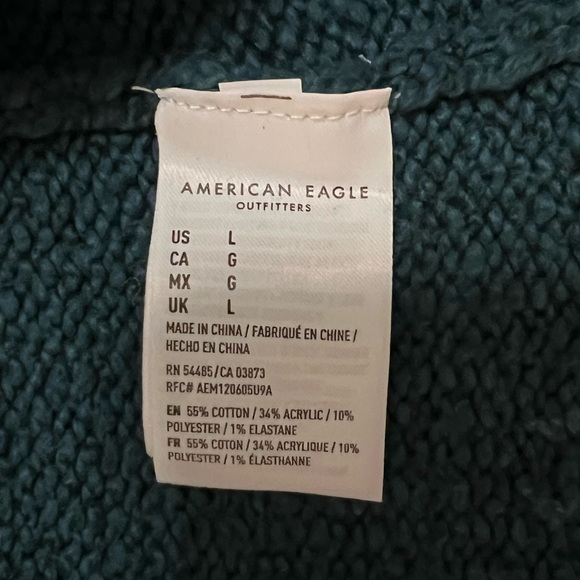 American Eagle AEO Teal Knit Pullover Sweater Fair Isle - Picture 11 of 11